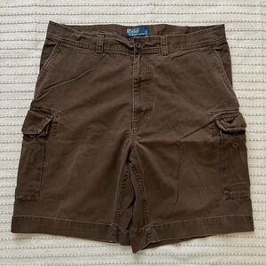 Vintage 90s Polo Ralph Lauren dark brown baggy cotton cargo shorts